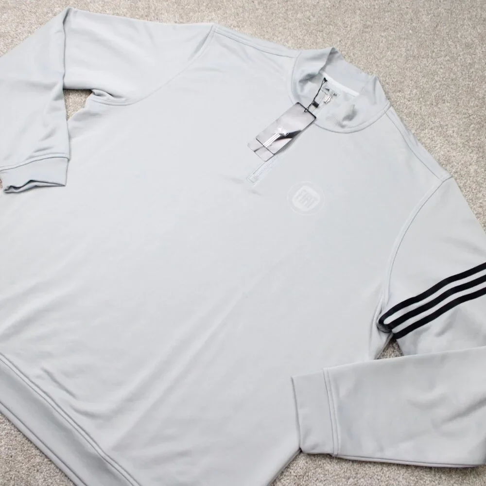 Adidas Sweatshirt NWT Mens 2XL XXL Gray ClimaLite‎ 1/4 Zip Pullover FIAT Logo